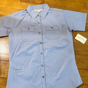 Casual Blue Button-Up Blouse